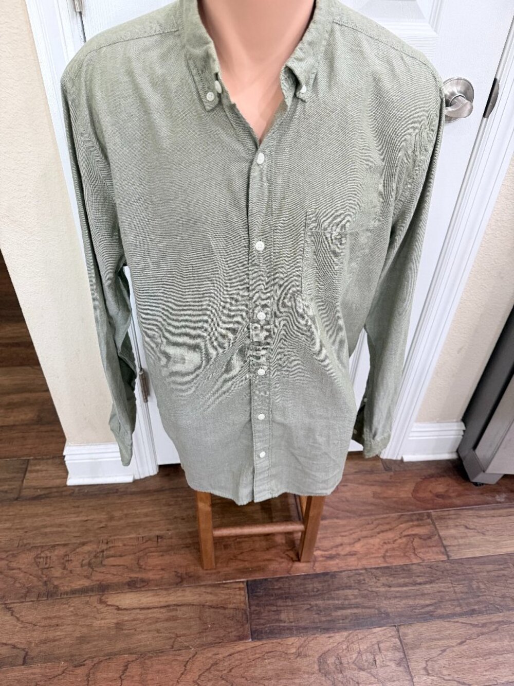 Hawker Rye Men’s Large Olive Sage Green 100% Cotton Oxford Button Down Shirt